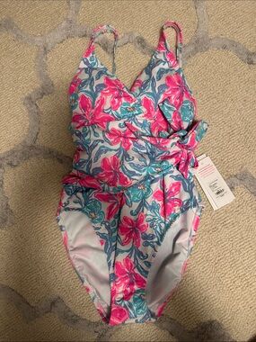 Lilly Pulitzer Floral Wrap-Front One-Piece Swim